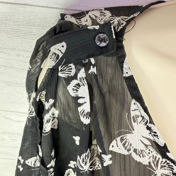 VTG Candie's Y2k xs women black sheer butterfly blouse whimsygoth fairy grunge - Picture 3 of 8